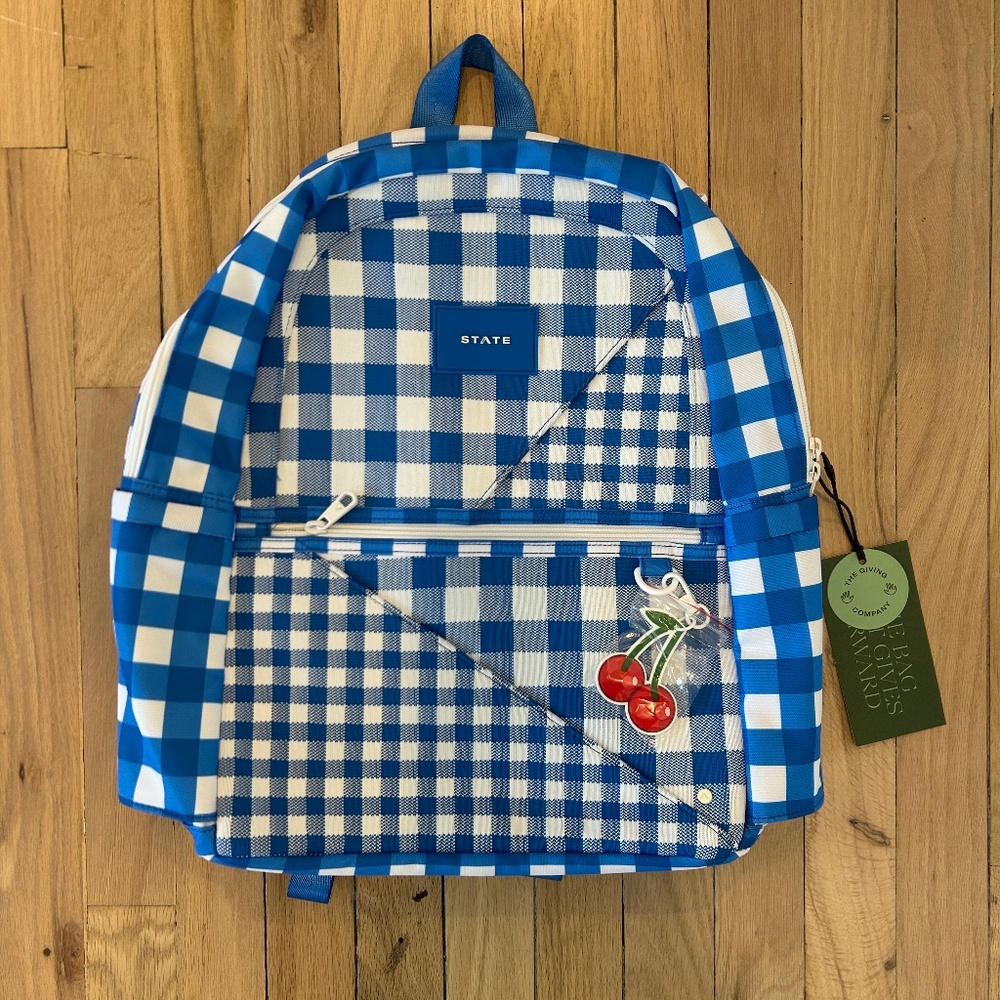 NWT State Backpack - Intarsia Kane Kids Double Pocket Gingham
